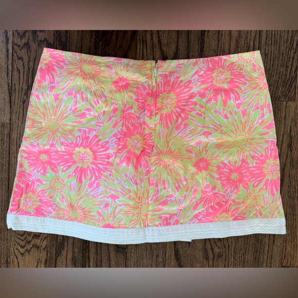 Lilly Pulitzer Mini Skirt Skort Pink Floral Daisy Women’s 10 Large White Cotton - Picture 3 of 8